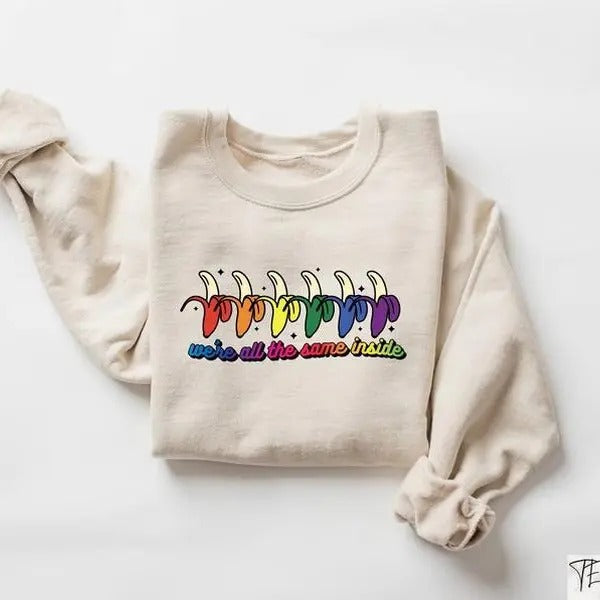 We're All The Same Inside, Rainbow Color Bananas Pride Tee, Funny Pride Tee, LGBTQ+ Shirt, Pride Gifts, Trans Pride,...