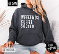 Weekends Coffee Soccer Hoodie, Women's Soccer Mom Crewneck, Cute Women's Soccer Hooded Sweater T-Shirts, Sweatshirt