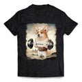 Welsh Corgi Dog Muscle Training and Weightlifting in Mountainous - Short-Sleeve Unisex T-Shirt Made in USA Hoodie, Sweatshirt