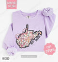 West Virginia Floral Bow Comfort Colors Sweatshirt, Cute Trendy State Coquette Pullover T-Shirts, Hoodie | PureTeeCo.com