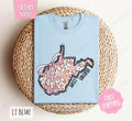 West Virginia Floral Bow Gildan T-shirt, Cute Trendy Tee, State Coquette Oversized Top Hoodie, Sweatshirt | PureTeeCo.com