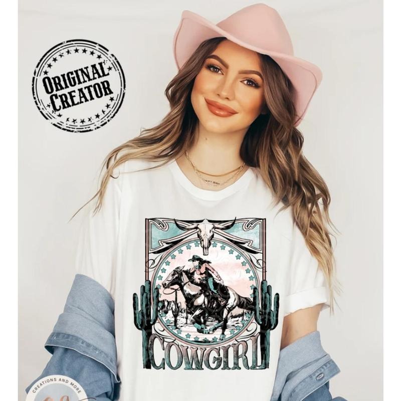 Western Cowgirl T Shirt, Cowgirl Graphic Tee, Rodeo Cowgirl Shirt, Western Sublimation Design Shirt 1V7F1 Hoodie, Sweatshirt