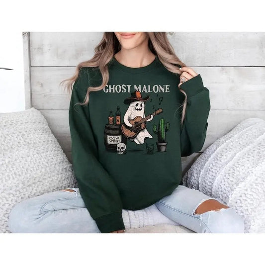 Western Halloween Sweatshirt, Cowgirl Ghost Shirt, Ghost Malone Shirt, Retro Ghost, Halloween Sweater, Cowboy Halloween Shirt, Country Girl