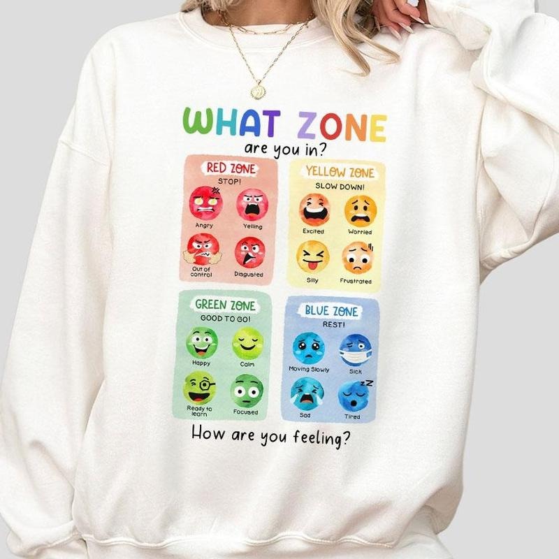 What Zone Are You In T-shirt, Mental Healthy Shirts, Gift For Her, Shirt For Women, Zones of Regulation Calm Down Feeling...