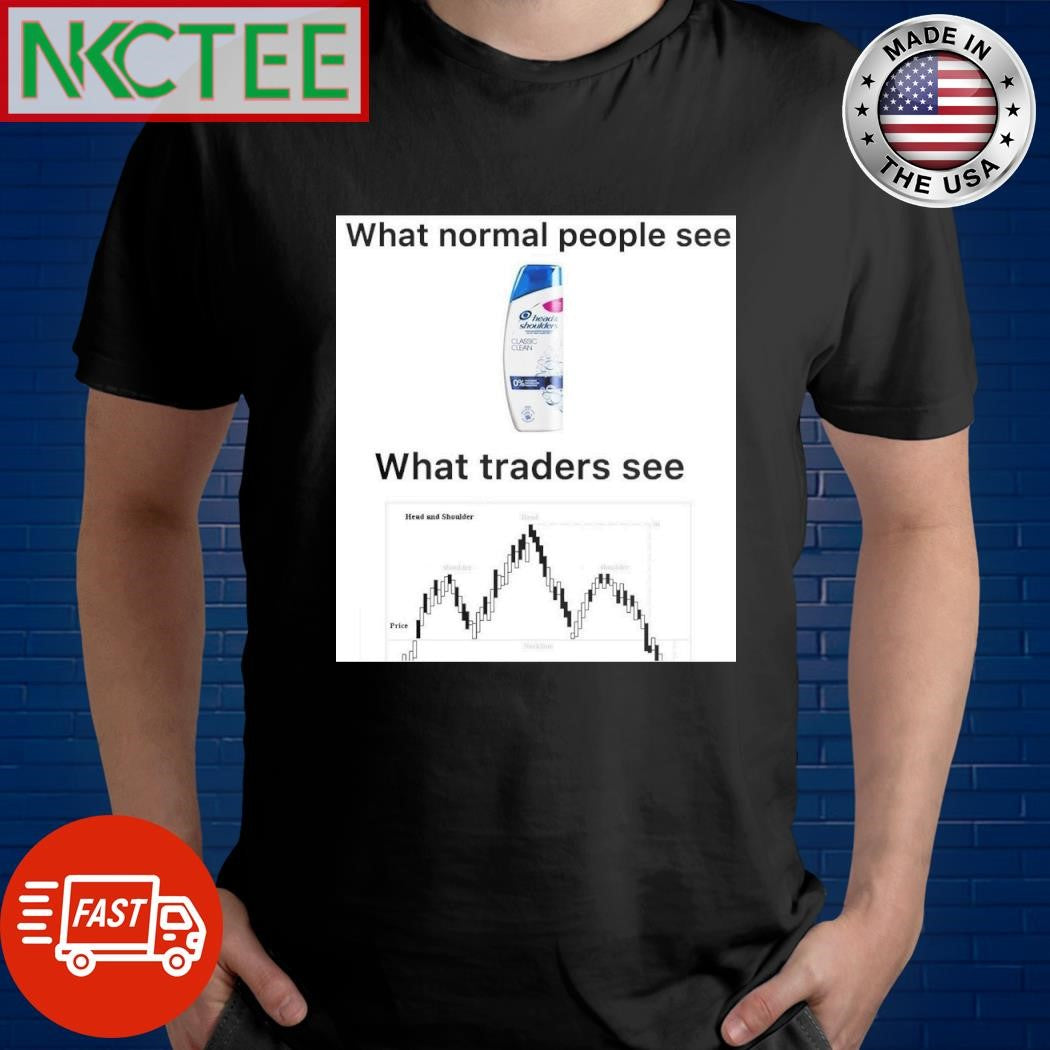 What normal people see vs What traders see head and shoulder shirt