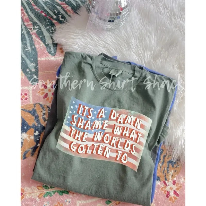 What the worlds gotten to t shirt  | moss comfort colors t shirt Hoodie, Sweatshirt | PureTeeCo.com