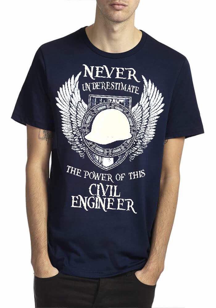 Never Under Estimate The Power Of This Civil Engineer Navy Blue T-Shirt Hoodie, Sweatshirt | PureTeeCo.com