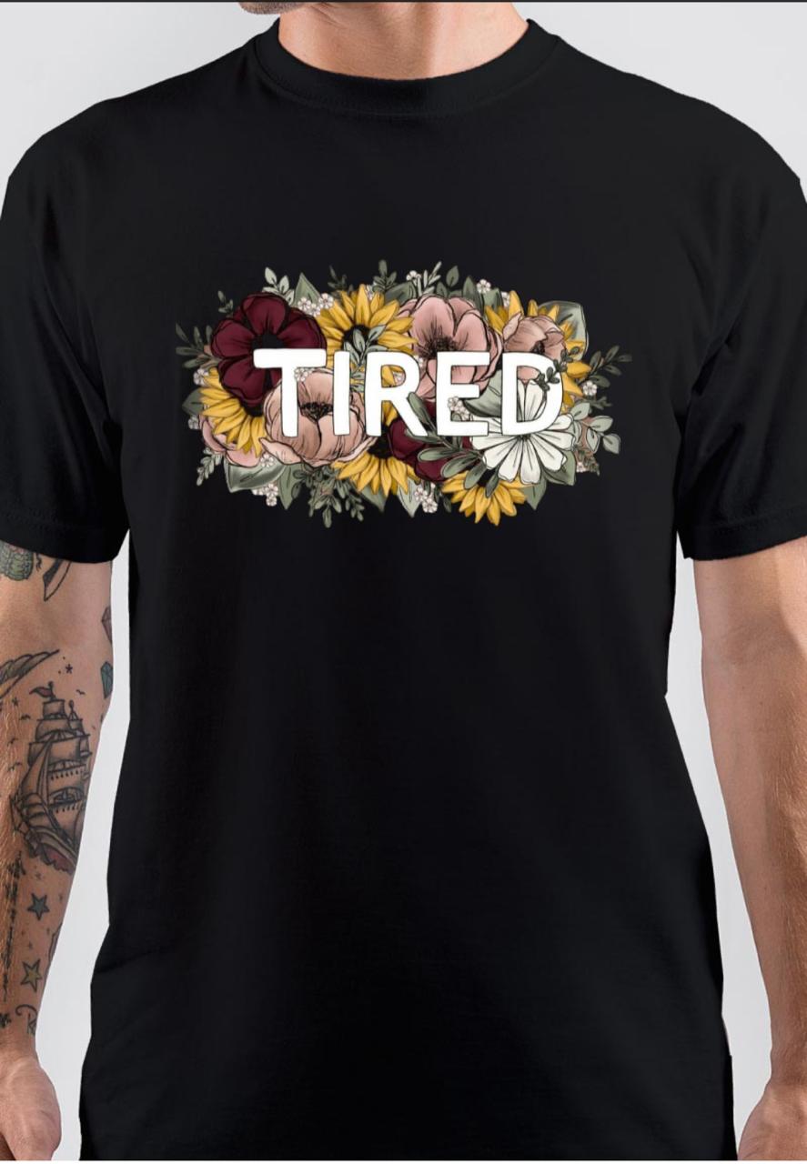 Tired Half Sleeve Black T-Shirt Hoodie, Sweatshirt | PureTeeCo.com