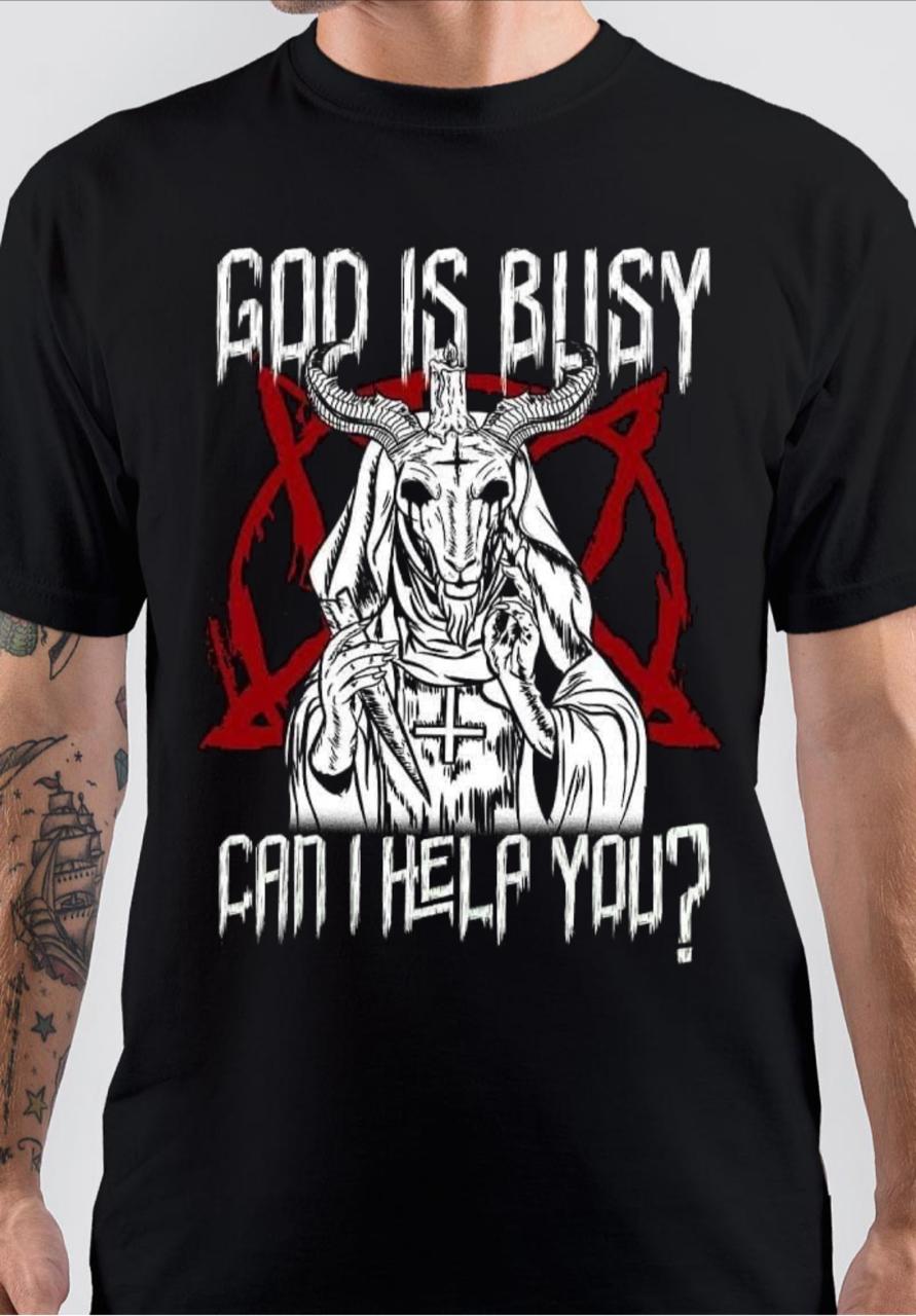 GOD IS BUSY CAN I HELP YOU SATAN TSHIRT Hoodie, Sweatshirt | PureTeeCo.com