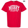 White Cursive Varsity Merry Christmas Comfort Colors T-Shirt 'NLB' Hoodie, Sweatshirt | PureTeeCo.com