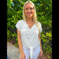 White Flowy Tie Top T-Shirts, Hoodie, Sweatshirt | PureTeeCo.com