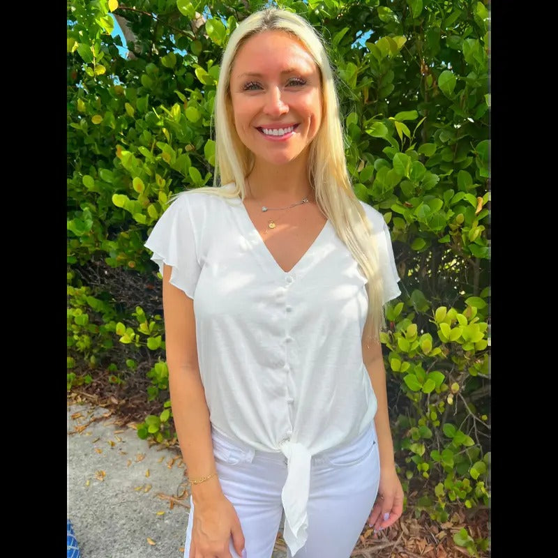 White Flowy Tie Top T-Shirts, Hoodie, Sweatshirt | PureTeeCo.com