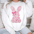 White Lace Bunny Coquette Bow sweatshirt, Easter, Lace Bow Bunny Shirt, Happy Easter Hoodie | PureTeeCo.com