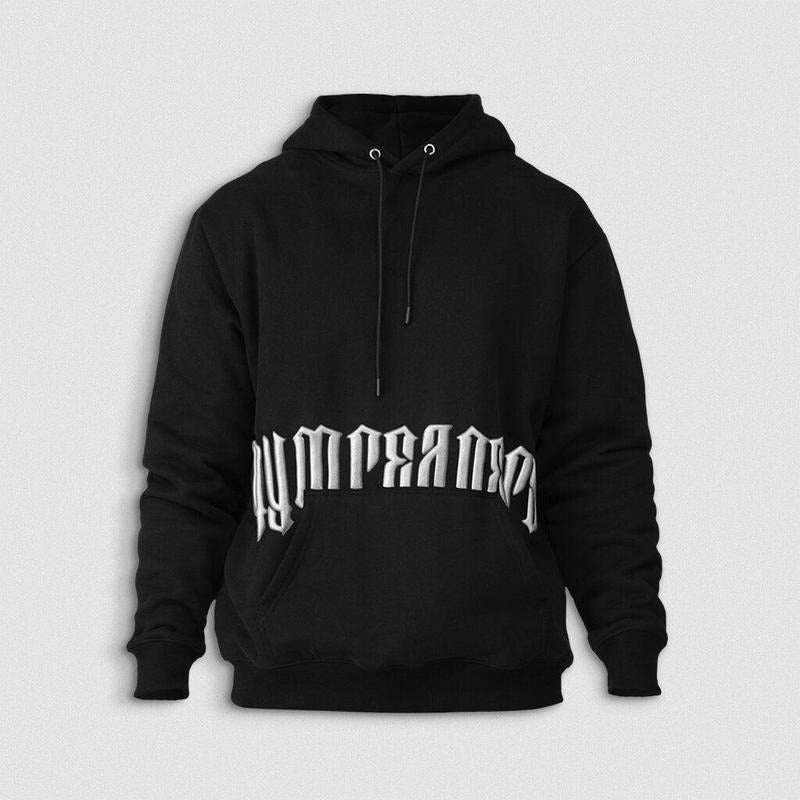 Ultra-Plush Fleece Phantom Hoodie - Black/White Stretchable Ribbed Sweatshirt Menswear Pocket T-Shirts | PureTeeCo.com