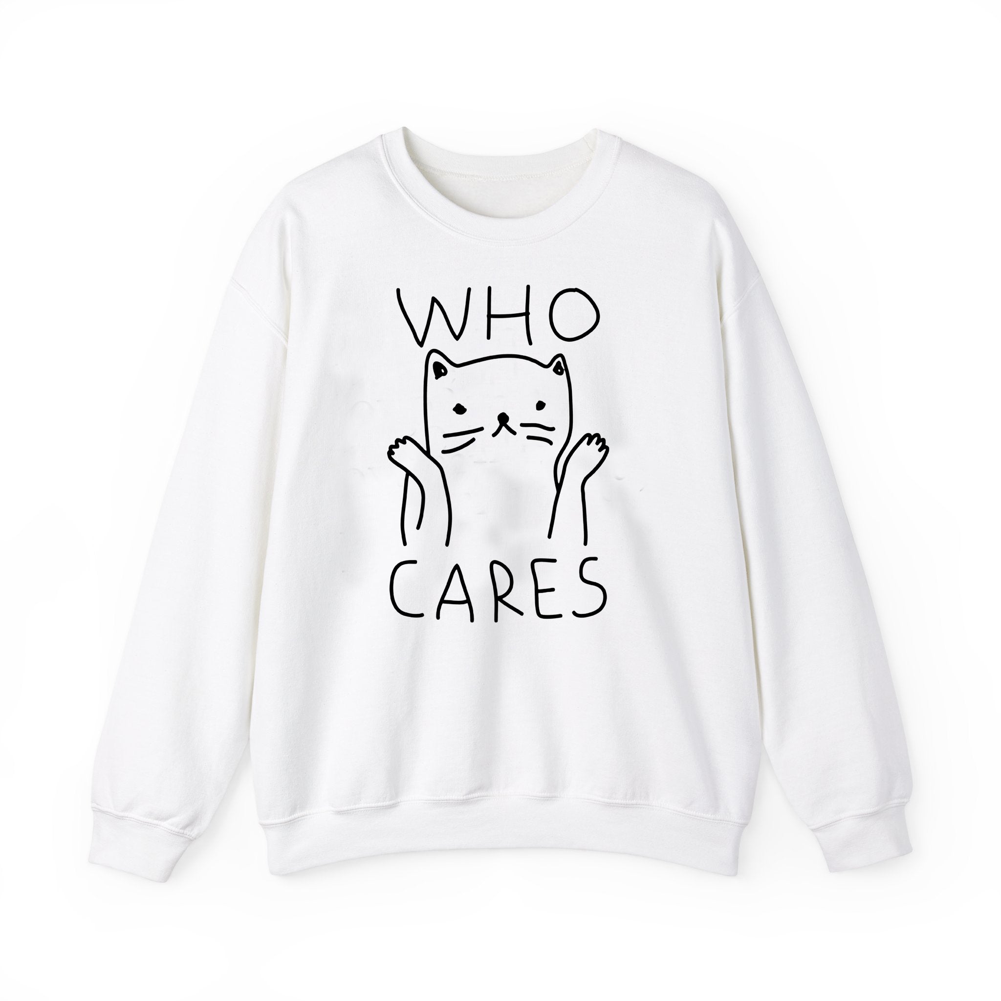 Who Cares Cat sweatshirt thd T-Shirts, Hoodie | PureTeeCo.com