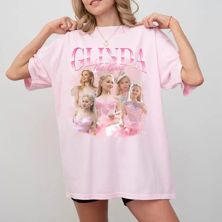 Wicked Pink Glinda T-Shirt, Defy Gravity Broomstick Magic Wand T-Shirt, Wizard Fan Shirt, Wicked Musical Fan Retro Pink...
