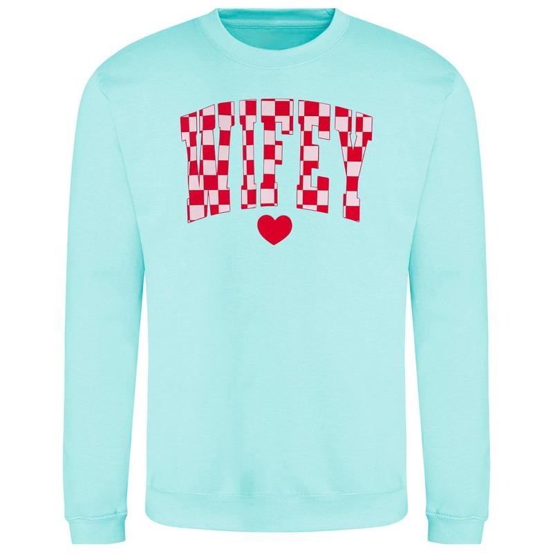 Wifey Checkered Just Hoods Sweatshirt T-Shirts, Hoodie | PureTeeCo.com