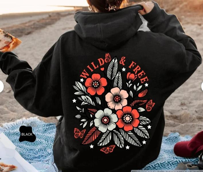 Wild And Free Hoodie, Wild And Free Sweatshirt, Wildflower Sweatshirt, Freedom Hoodie, Country Hood T-Shirts | PureTeeCo.com