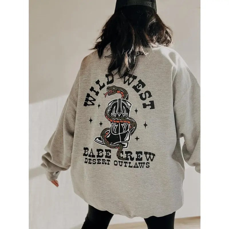 Wild West Babe Crew Western Sweatshirt, Cowgirl feminist girl power sweatshirt, trendy aesthetic sweathirt T-Shirts, Hoodie