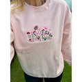 Wildflowers Embroidered Blush Pink Sweatshirt T-Shirts, Hoodie | PureTeeCo.com