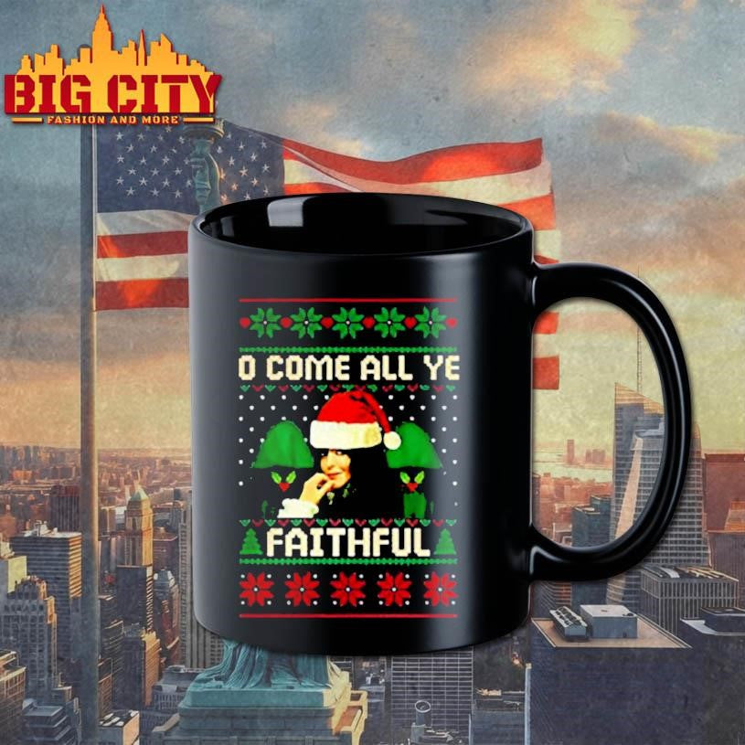 Winkleman Santa hat and cloak The traitors Claudia oh come all ye faithful ugly Christmas shirt