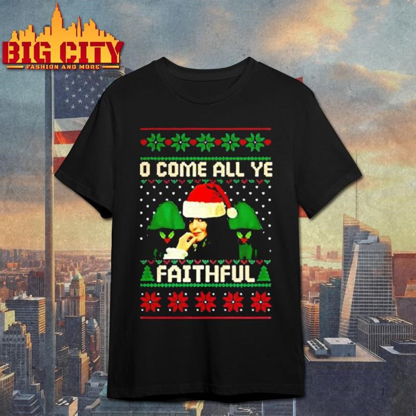 Winkleman Santa hat and cloak The traitors Claudia oh come all ye faithful ugly Christmas shirt