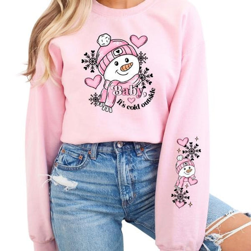 'Baby It is Cold Outside' Christmas/Winter Sweatshirt or Hoodie | Vintage Aesthetic Holiday Pullover  | Casual, Comfort,...
