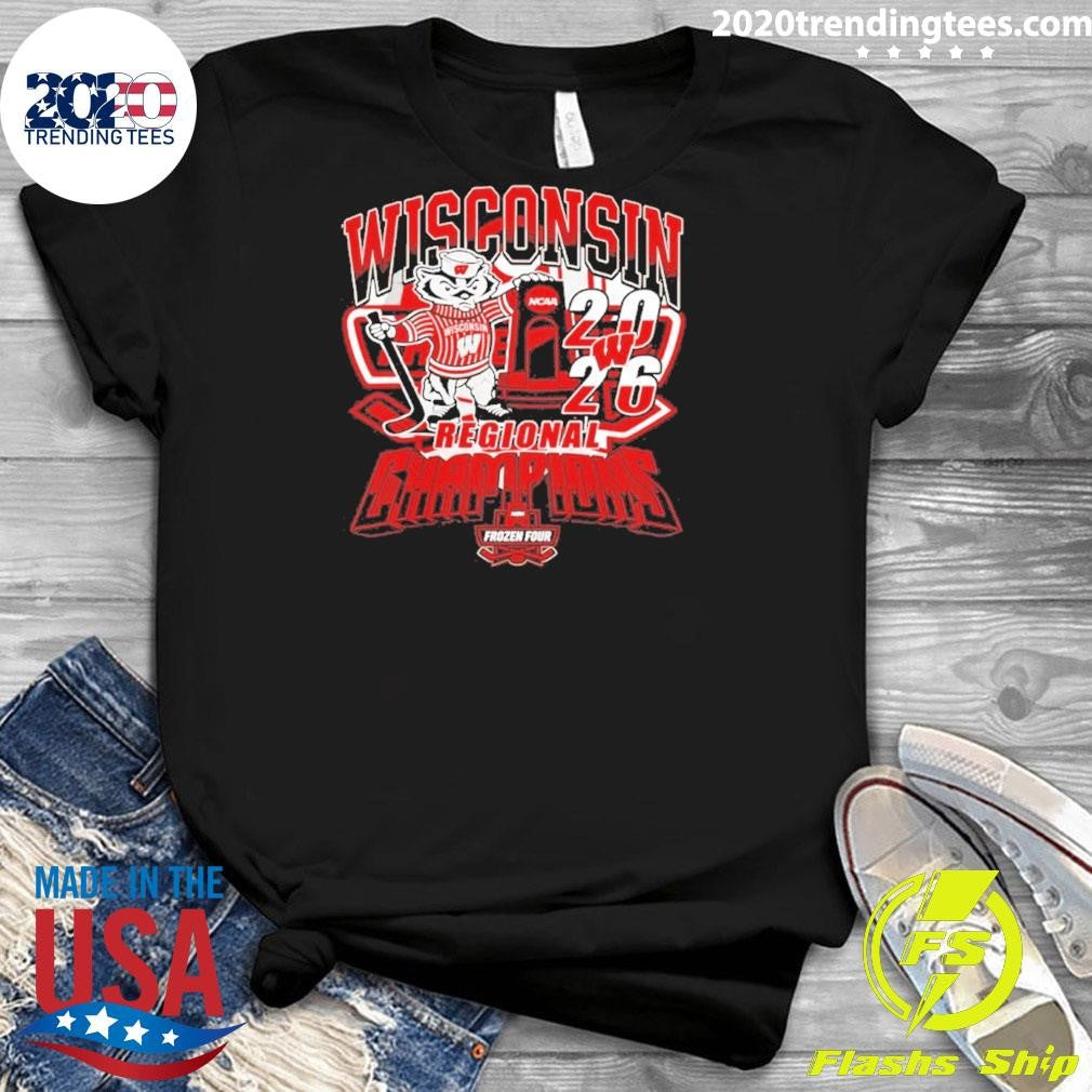 Wisconsin Badgers 2026 Ncaa Mens Hockey Regional Champions Mascot Trophy Shirt