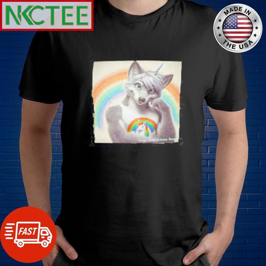 Wolf unicorn rainbow LGBT shirt