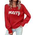Women Christmas Cute Sweaters Casual Letter Embroidery Comfy Warm Long Sleeve Pullover Basic Knitwear for Streetwear...