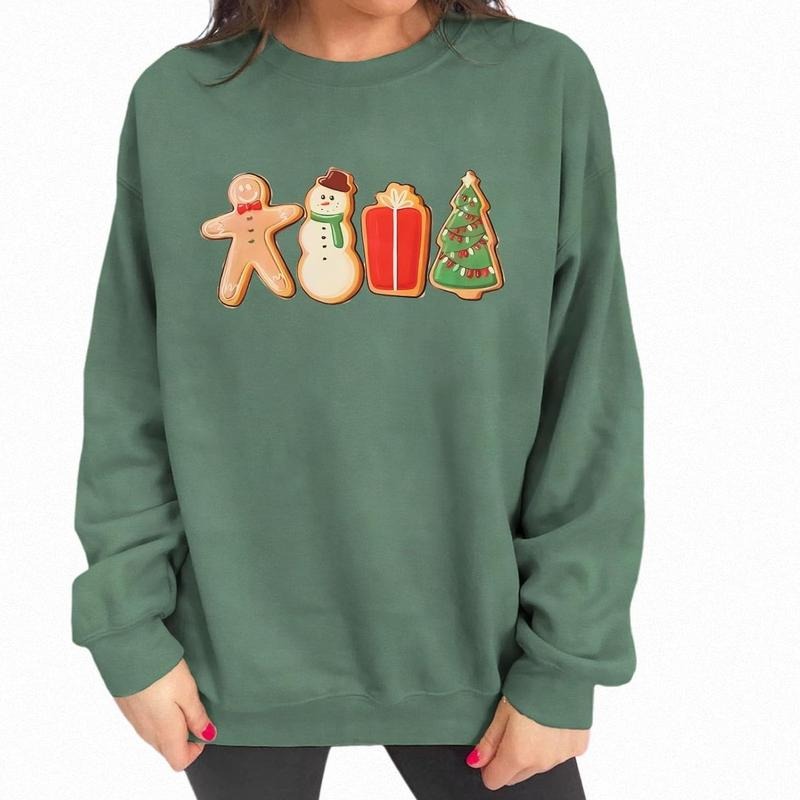 Women Christmas Gingerbread Sweatshirts Snowman Cute Long Sleeve Crewneck Shirts Xmas Gift Pullover Holidays Tops Cotton...
