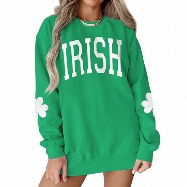 Women St. Patrick's Day Crewneck Sweatshirt Shamrock Luckystyle{n002}2 T-Shirts, Hoodie | PureTeeCo.com