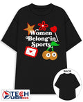 Women belong in sports 2026 stickers shirt