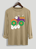Women's  Ghost Print Long Sleeve Tee, Casual Comfy Round Neck T-shirt for Daily Wear, Ladies Clothing for All Seasons...