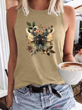 Women's Butterfly & Floral Print Tank Top, Casual Sleeveless Top for Summer, Ladies Clothes for Daily Wear T-Shirts,...
