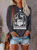 Women's Butterfly & Skeleton Hand Print Drop Shoulder Tee, Fashion Graphic Long Sleeve Crew Neck T-Shirt for Daily...