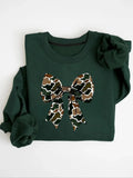 Women's Camo Print Bow Print Pullover Sweatshirt, Casual Long Sleeve Crew Neck Top for Fall & Winter, Women's Clothes for...