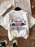Women's Car & Letter Print Round Neck Tee, Casual Short Sleeve Crew Neck T-shirt for Daily Wear, Ladies Clothes for All...