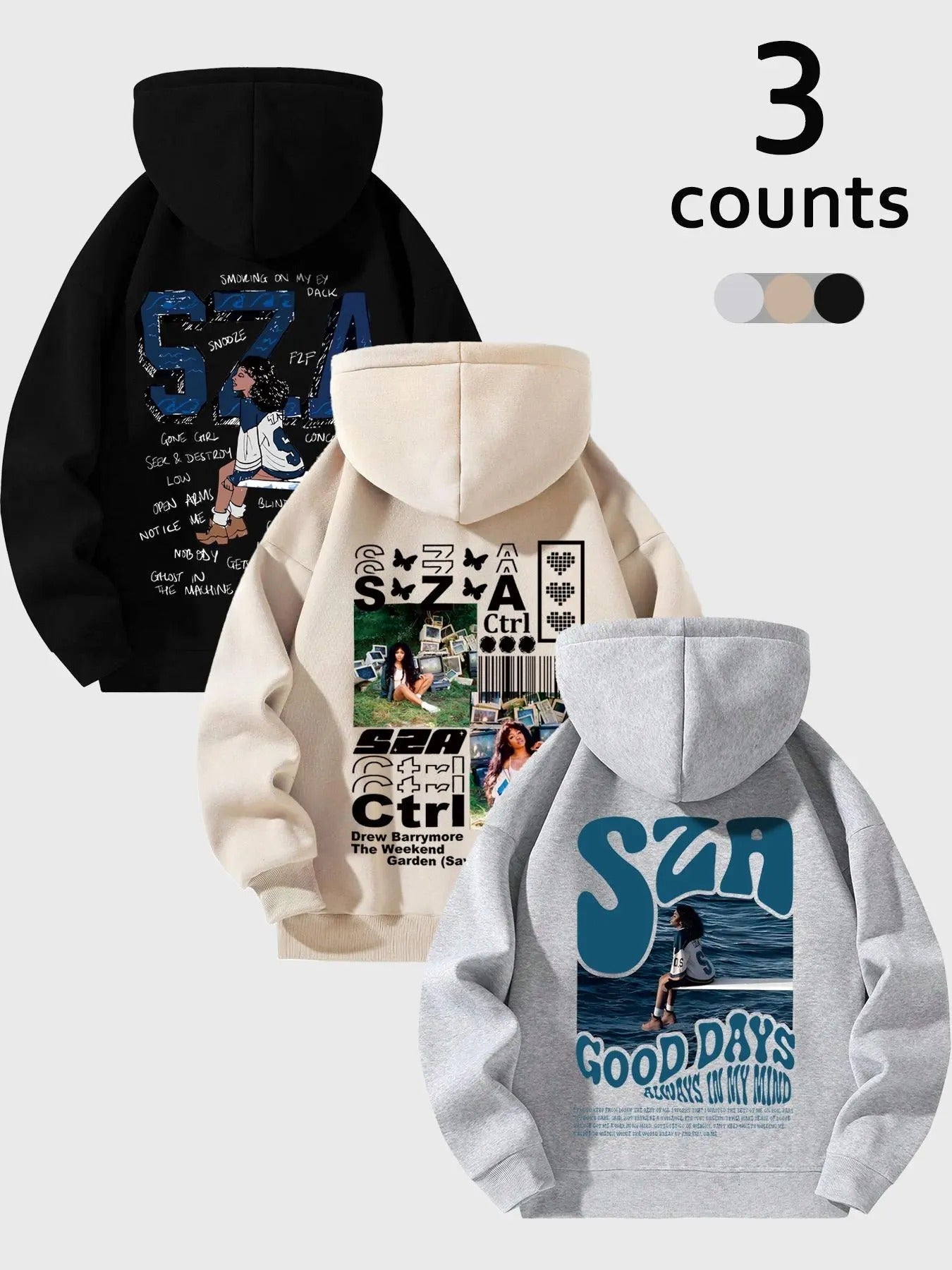 Women's Cartoon & Letter Print Thermal Lined Hoodie, Casual Long Sleeve Hooded Sweatshirt for Spring, Women's Clothes for...
