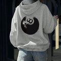 Women's Cartoon Billiards Print Drop Shoulder Hoodie, Fashion Casual Drawstring Pocket Hooded Sweatshirt for Daily...
