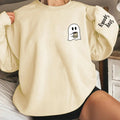 Women's Cartoon Ghost Print Drop Shoulder Sweatshirt, Casual Long Sleeve Round Neck Pullover for Fall & Winter, Women's...
