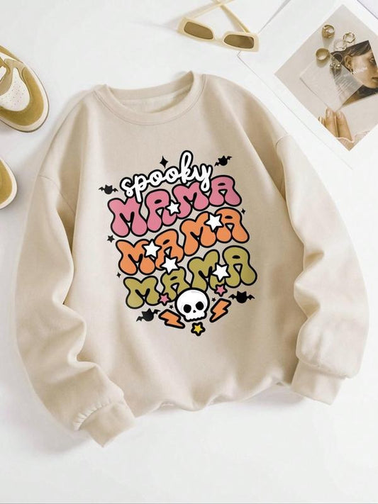 Women's Cartoon Graphic Print Drop Shoulder Sweatshirt, Casual Round Neck Long Sleeve Pullover for Fall & Winter, Women's Clothing for Daily Wear