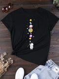Women's Cartoon Graphic Print Round Neck Tee, Fashion Casual Short Sleeve T-shirt for Daily Wear, Ladies Summer Clothes...