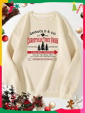Women's Cartoon Letter Graphic Print Crewneck Christmas Sweatshirt, 2023 Trendy Casual Fashion Drop Shoulder Long Sleeve...