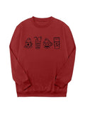 Women's Cartoon Print Crew Neck Sweatshirt, Casual Halloween Themed Long Sleeve Pullover for Daily Wear, Ladies Clothing...
