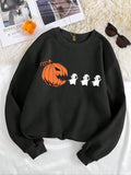 Women's Cartoon Print Drop Shoulder Pullover, Casual Long-sleeve Crew Neck Sweatshirt for Daily Wear, Female Trendy...