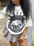 Women's Cartoon Print Drop Shoulder Tee, Fashion Casual Crew Neck T-Shirt for Daily Holiday Vacation Outdoor Wear, Ladies...