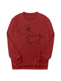 Women's Cartoon Print Sweatshirt, Casual Halloween Themed Long Sleeve Crew Neck Pullover Sweatshirt for Daily Wear,...