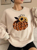 Women's Cartoon Sunflower Print Crew Neck Sweatshirt, 1 Count Casual Long Sleeve Pullover for Fall & Winter, Women's...