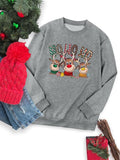 Women's Christmas Reindeer Print Crew Neck Sweatshirt, Casual Long Sleeve Pullover for Daily Wear, Ladies Fall & Winter...
